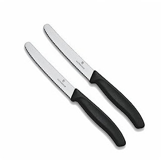 Victorinox Lot de 2 couteaux de table Swiss Classic - Noir - Fabriqué en Suisse - Idéal également comme couteau à petit-déjeuner