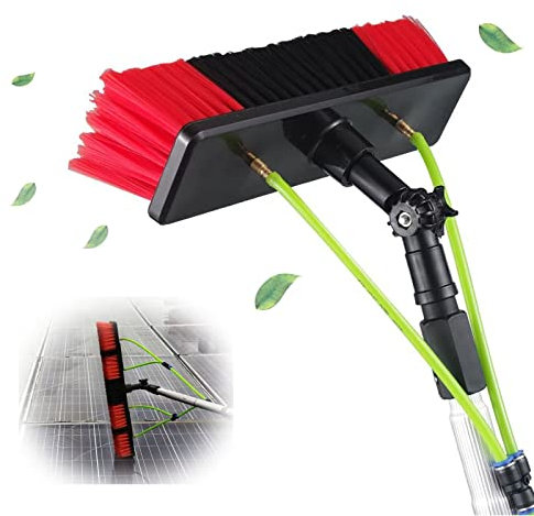 TYHAYJYK 5–12 m Fensterbürste, ausziehbarer Wintergarten-Dachreiniger, Teleskopstange 5 m, zur Reinigung von Photovoltaikmodulen, LKW-Fenstern (30 cm Bürste, 5 m Stange)