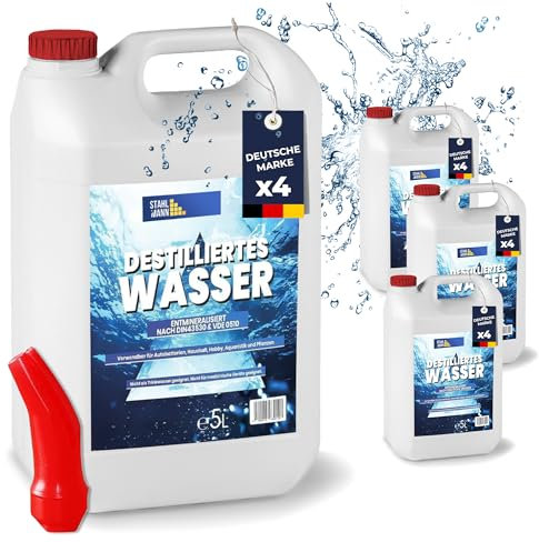STAHLMANN ® Destilliertes Wasser 6x5 L Kanister [Made IN Germany] - Destilliertes Wasser für Dampbügeleisen und vieles mehr – Destilliertes Wasser