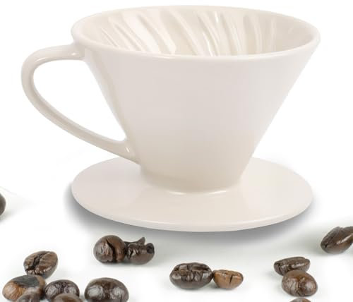 HNCY Kaffeefilter Porzellan, Permanent Kaffeefilter aus KeramikKaffeefilter Porzellan Größe 2 für 2 Tassen Kaffee, Kaffee Filter Aufsatz für Zuhause, Café, Geschenk für Mama, Papa, Freunde (Weiß)