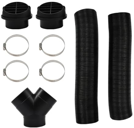 Blueshyhall Standheizung Set 75mm mit 2 Alu Abgasrohr Schlauch, 2 Drehbare Pilzkopf Luftauslass, 4 Klemmen und Y-Typ Kanalanschluss Rohr, Auto Heizung Diesel Standheizung Luftauslass Zubehör