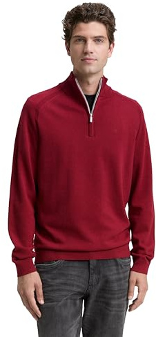 TOM TAILOR Uomo 1047569 Troyer Maglione Lavorato a Maglia con Logo Ricamato, 38762 - Samba Scuro Melange, L
