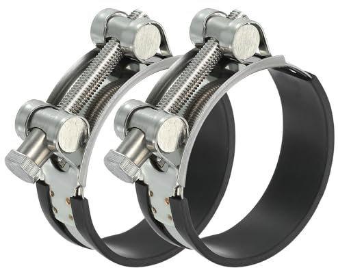 PATIKIL 68-73mm T-Bolt Hose Clamp, 2 Pack Rubber Cushioned Intake Intercooler Pipe Tube Clamps 304 Stainless Steel Radiator Hose Clamp for 2.68-2.87 Pipe