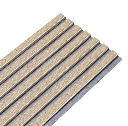 Panneau Mural Acoustique tasseaux Bois 250 x 30 x 1,9 cm - Décor chêne/Feutrine Grise - 0,75M²