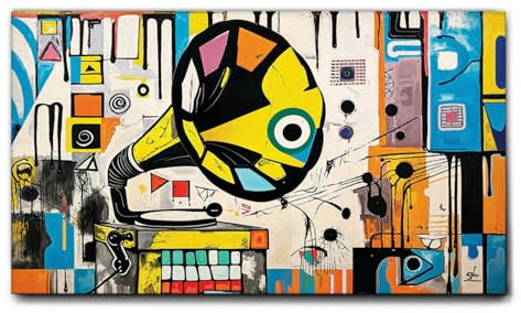 Giallobus - Quadro - 72 - Grammofono 01 - Tela Canvas Telaio Standard - 140x80 - Pronto da Appendere - Quadri Moderni per la casa