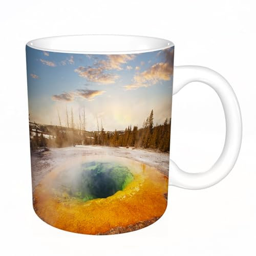 YFHJV Tazas de Café,Taza de Cerámica para Té y Café - Regalo Original - 330 ml - Desayuno Tazas Tazas graciosas,Yellowstone, Morning Glory Pool en el Parque Nacional de Yellowstone E,tazas originales