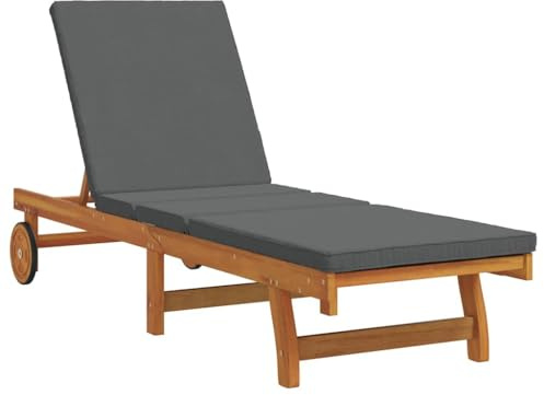 vidaXL Sonnenliege Braun 199 x 63 x 85 cm Massivholz Akazie, Verstellbarer Liegestuhl für draußen, modernes Gartenmöbel, entspannend für die Terrasse, robust und gemütlich