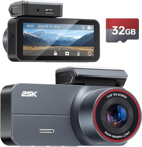 Dash Cam 2.5K QHD, 3.39 IPS Dashboard Camera for Cars with Free 32GB Card, 160°Wide Angle, G-Sensor, Super Night Vision,24H Parking Mode, Front Car Camera - Titanium Black Standard