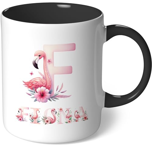 Personalisierte Tasse mit Namen - Flamingo - Geschenk Kaffeetasse Namenstasse selbst gestalten personalisieren bedrucken Geburtstag Becher Teetasse Kaffeebecher (Weiß - Schwarz Bild36)