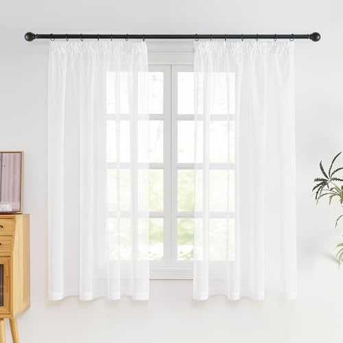 NICETOWN Voile Gardinen mit Kräuselband Vorhang Transparent Weiß Curtains | H 175 x B 140 cm, 2er Set, Moderne Gardinen für Wohnzimmer, Schlafzimmer und Kinderzimmer, Vorhänge mit Kräuselband