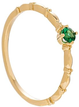 AMDXD Echt Goldschmuck Verlobungsring Gelbgold 14K 585, 4 Klaue Pärchen Ringe mit Smaragd Grün, Trauringe Au585 Gold, Gr.48 (15.3)