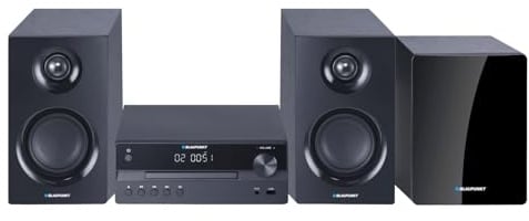 Blaupunkt MS55SUB Stereo-Mikroanlage mit HDMI ARC, TV-Audio-Anschluss, Bluetooth, CD, USB, FM, PLL, kabellosem Subwoofer, optischem Eingang, AUX, Equalizer, Fernbedienung, Uhr und Wecker