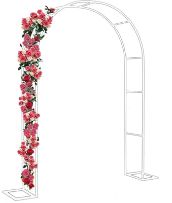 Metall-Pergola-Spalier, Gartenlaube, Torbogen, Hochzeitsbogen, Zeremonie, Lichterkette, Ballonwisteriagrapevineclematis, Hof, Rasen, Garage, Breite 140 cm, 281,9 cm, Schwarz, Weiß, Grün (Weiß, 80 x