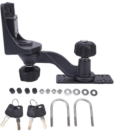 CHICIRIS Fish Finder Mount, Key Locking Anti Theft Swing Arm Mount for Boat Kayak, Universal Bracket, Aluminum Alloy, Rubber