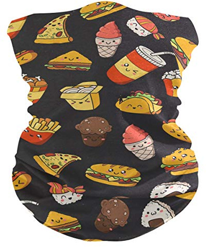 Cartoon Comic Gekritzel Junk Food Röhrenschal 26X30Cm Sonnenschutz Magisches Stirnband Sportarten Gesichtsschutz Für Lauf Wandern Yoga