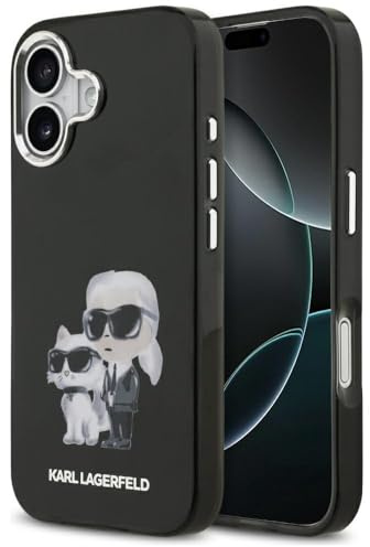 CG MOBILE Karl Lagerfeld IML Aquarelle Karl & Choupette & Logo kompatibel mit MagSafe Hülle für iPhone 17 (Schwarz)