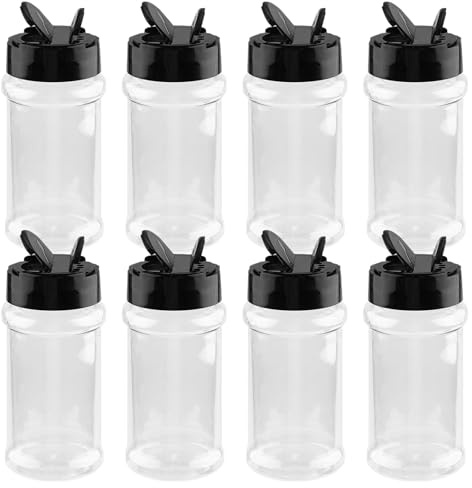 Syglawnd Seasoning Shaker, 8Pcs Seasoning Bottles 2.7oz Plastic Clear Spice Shakers with Holes and Lids Refillable Empty Containers Bottle for Storing Spice Salt Herbs