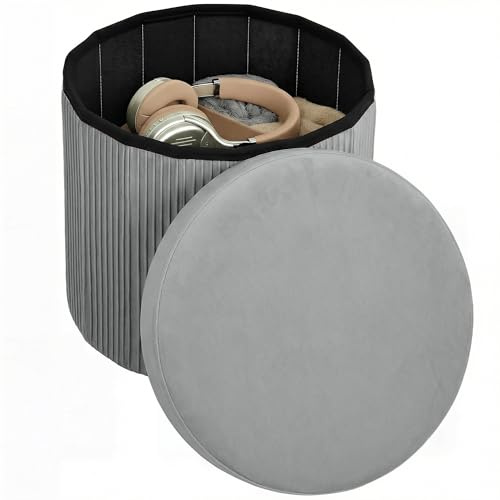 HOMCOM Faltbarer Stauraumpouf Samt 35L 38x38x38 cm Dunkelgrau
