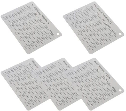 Ciieeo Magnetische Umrechnungstabelle aus Karton und Weichem Magnetband für Küche 5 Stück Backmaß Platzsparend zum Backen und Kochen zu Hause