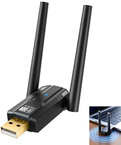 USB Bluetooth 5.4 Adapter for PC, Bluetooth Dongle for Laptop Long Range 492FT Wireless Dongle with Dual Antennas Receiver Transmitter for Windows 11 10 8.1 7 Desktop Headphones Speakers Keyboard
