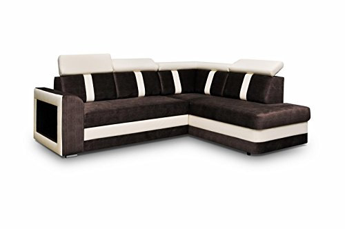 mb-moebel Ecksofa Sofa Eckcouch Couch mit Schlaffunktion und Bettkasten Ottomane L-Form Schlafsofa Bettsofa Polstergarnitur Wohnlandschaft - Texas (Ecksofa Rechts, Braun)