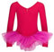 tanzmuster ® Ballett Tutu Mädchen Langarm - Romy - Glitzersteine - Baumwolle - Ballettbody Kinder Ballett Trikot in pink, Größe 92/98