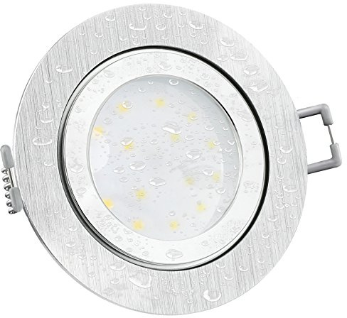 SSC-LUXon RW-2 LED Decken Einbauspot flach 230V eckig Alu gebürstet IP44 inkl. fourSTEP Dim dimmbar ohne Dimmer mit 4W neutralweiß