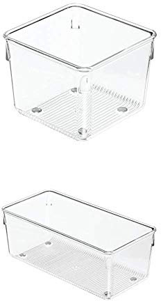 InterDesign Linus Schubladenorganizer, kleiner Schubladeneinsatz aus Kunststoff für Besteck und andere Utensilien, durchsichtig + Linus Schubladenorganizer