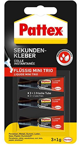 3x Pattex Sekundenkleber flüssig mini Trio (3x1g) 9 Tuben