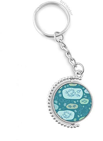DIYthinker Blau Bubbles Strichzeichnung Abstrakte Fische Drehbare Schlüsselanhänger Ringe 1.2 Zoll x 3.5 Zoll Mehrfarbig