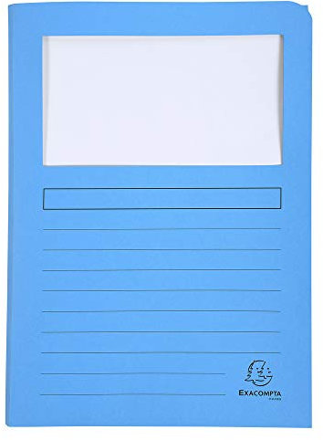 Exacompta 50550E - Cartelline con finestrella, dimensioni 220 x 310 mm, adatte per documenti A4, 160 g/m², finestra per vedere facilmente i documenti, colori assortiti (confezione da 50)