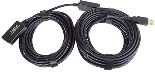 PremiumCord Aktives USB Verlängerungskabel mit Repeater 10m, USB-A Buchse auf USB-A Stecker, USB 2.0 High Speed Kabel, 2x Geschirmt, AWG20/28, Farbe schwarz, Länge 10m