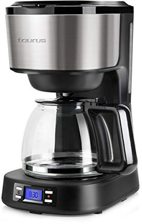 Taurus Verona Legend - Cafetera de goteo programable con temporizador digital y pantalla LCD. 1.2L de capacidad, filtro permanente, sistema antigoteo y placa calefactora. Con auto apagado.