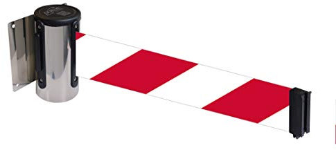 Flexibarrier Wandhalterung inkl. Absperrband (Economy) - 2.3m/4.5m (4.5m, Silber/Rot-Weiß)