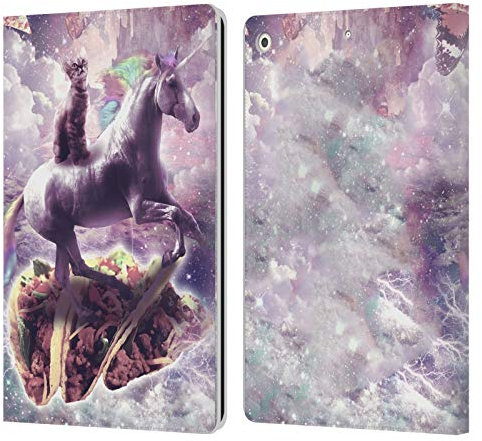 Head Case Designs Offizielle Random Galaxy Verträumtes Einhorn & Tacos Raum Katze Leder-Wallet-Hülle Kompatibel mit Apple iPad 10.2 2019/2020/2021