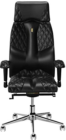 KULIK SYSTEM Ergonomischer Bürostuhl - Komfort & Verstellbarer Stuhl mit Rücken- & Lendenwirbelstütze |Patentiertes Rücken- & Nackenschmerzlinderungsdesign| Business Eco Leder - Schwarz Design