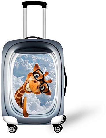 Elastisch Kofferhülle, DOTBUY 3D Reise Kofferschutzhülle Gepäck Cover Reisekoffer Hülle Schutz Bezug Schutzhülle Waschbare Reisetasche Kofferbezug (Brille Giraffe,XL (30-32 Zoll))