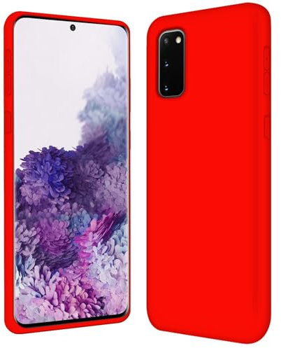 CoolGadget Schutzhülle TPU für Samsung Galaxy S20, Silikonhülle, stoßfest, Kratzfest, kabelloses Laden, weiche Innenseite, Rot