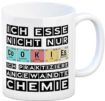 Cookies Kaffeetasse mit Spruch im Periodensystem für Chemiker Lustige Tasse Geschenk für Chemiker Wort aus Periodensystem