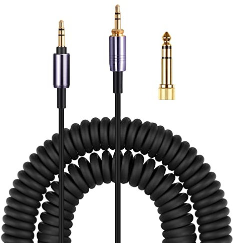 WH-1000XM3 Coiled Audio Cable Replacement for Sony WH-1000XM4, WH-1000XM2 Headsets, 1/8” Extension Cord with 1/4” Adapter Works on PS5 PS4 PC Smartphone Xbox One, 4ft to 14ft