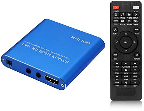 fivenum 1080P HDMI AV Lecteur Multimedia Boîtier Portable Avec télécommande,Blau