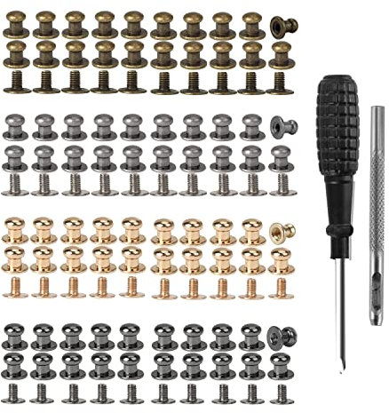 Bouton de Col à Vis 5mm Rivets pour Cuir Decoratif 80 Pièces Rivets Cuir pour Cuir Ceinture Chaussures Accessoires de DIY
