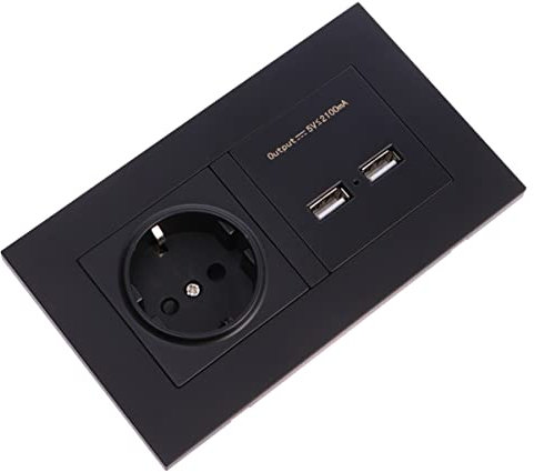 HOMSFOU Prise Murale Usb Double Type Avec Chargeur Rapide Prise Électrique Universelle Pour Maison Hôtel Et Restaurant Noir