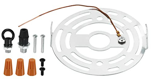 PATIKIL 95mm Round Ceiling Light Plate Kit, 1 Set Light Fixture Mounting Bracket Plate Steel Crossbar Hardware for Pendant Lamp Chandelier