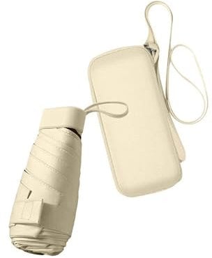 Ruspela Faltbarer Reise-Regenschirm - Kleiner Kompakter Schirm für Sonne und Regen, Winddicht, UV-Schutz Mit Reißverschluss-Tasche für Damen und Mädchen, Gelb, Medium