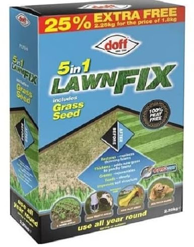 Lawn Fix 5-in-1 Includes Grass Seed Peat Free Garden Lawn Fertiliser 2.25kg