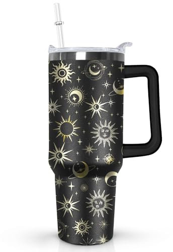 40 oz tumbler with Handle Skinny Vacuum Insulated Tumbler With Straw,Cute Cheetah Print Cups Water Bottle CoffeeTravel Tumbler, Leopard Decor/Accessories for Women