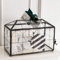 Giadun Hochzeitskartenbox mit Schlitz, 32,6 cm große Glaskarten-Boxen für Empfang, schwarzer geometrischer Halter, transparente dekorative Aufbewahrungsbox mit Schloss für Babyparty, Geburtstagsfeier,