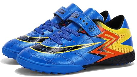 HsnavaLightweight Football Boots Athletics Training Shoes Sport Sneaker Astro Turf Trainers Kids Blue TF 4UK