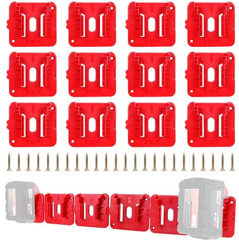GIPFTYAG 12 Pack Battery Holder for Milwaukee M18 18V Battery Mounts Dock Holder Fit for M18 48-11-1815 48-11-1828 48-11-1850 48-11-1860 (w/24 Screws, No Battery)